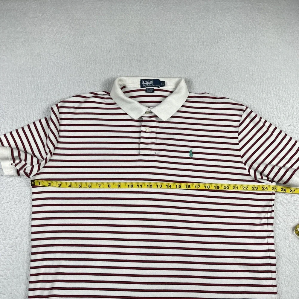 Polo Ralph Lauren Shirt Mens XL White Red‎ Striped Casual Preppy Workwear Travel